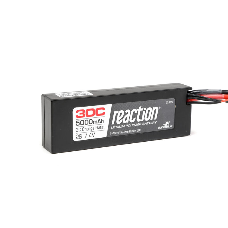 7.4V 5000mAh 2S 30C Reaction Hardcase LiPo Battery: EC3