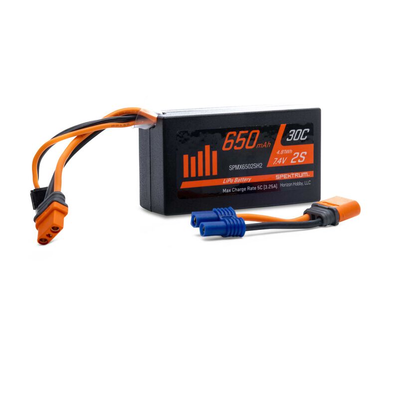 7.4V 650mAh 2S 30C LiPo Battery: IC2