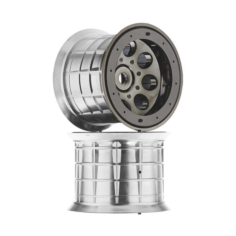 1/8 Oversize 8-Hole 3.8 Beadlock Wheels, 17mm Hex, Black Chrome (2)