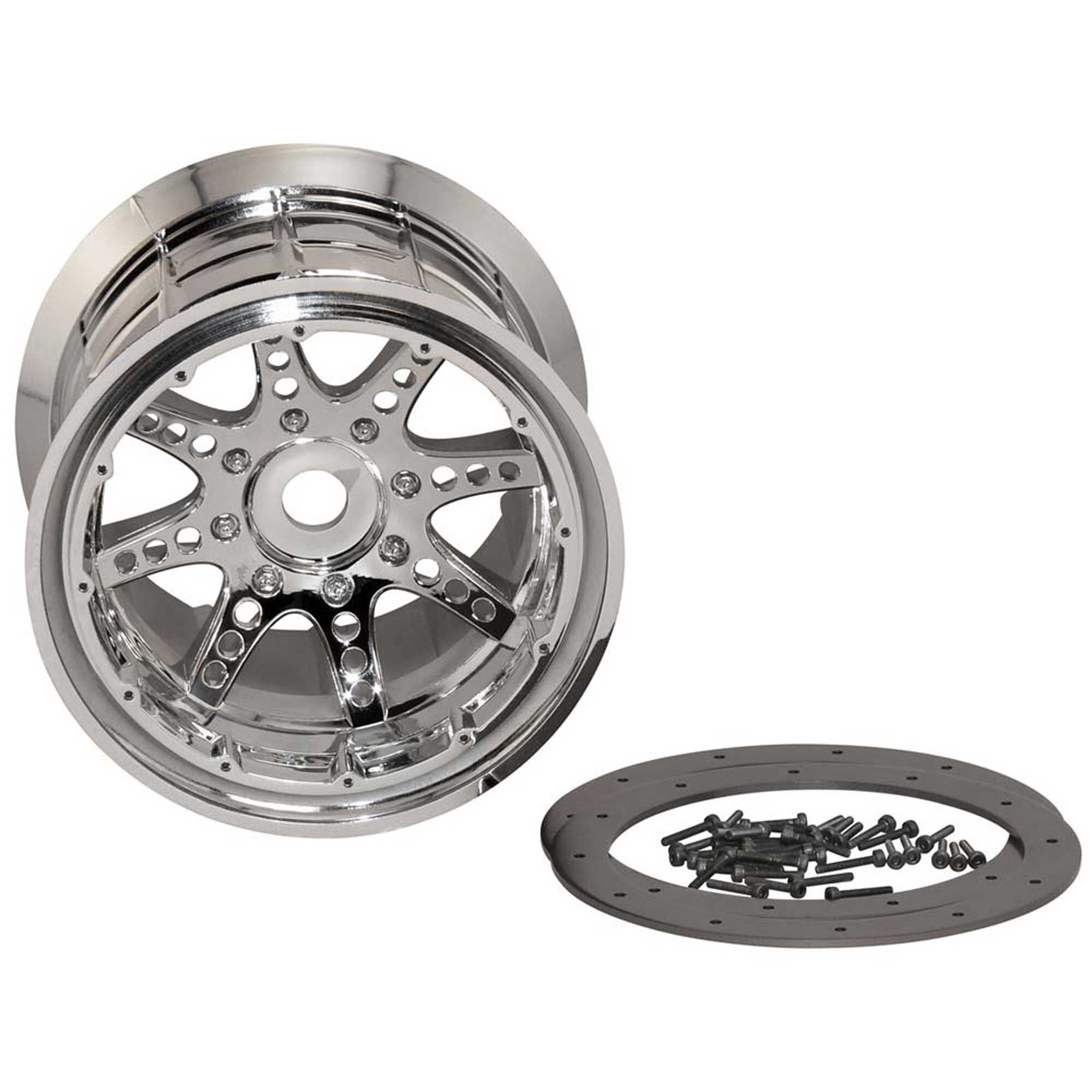 1/8 Oversize 8-Spoke 3.8 Beadlock Wheels, 17mm Hex, Chrome (2