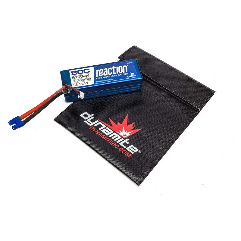 dynamite 7.4v 4000mah 3s 50 c lipo hardcase 96m Charge Protection Bag, Small Color:Blue