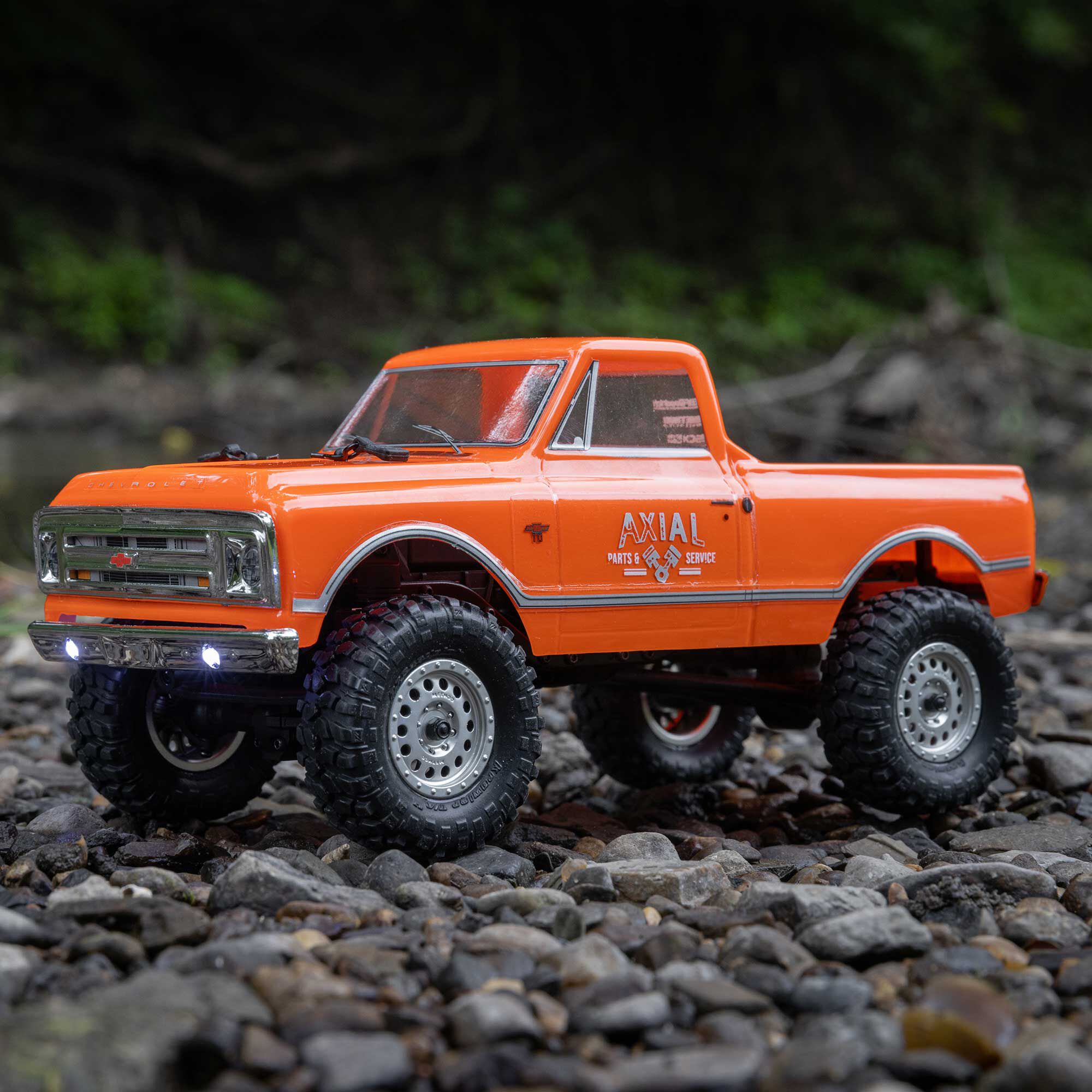 1 24 SCX24 1967 Chevrolet C10 4X4 RTR Brushed Rock Crawler Battery Charger Included Orange Axial Adventure