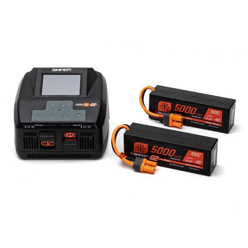 Smart G2 Powerstage 8S Surface Bundle: 4S 5000mAh LiPo Battery (2) / S2200 G2 Charger