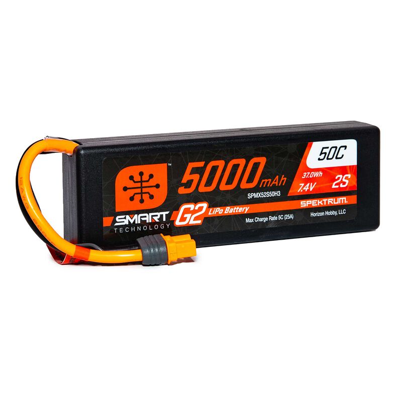 7.4V 5000mAh 2S 50C Smart LiPo G2 Hard Case: IC3