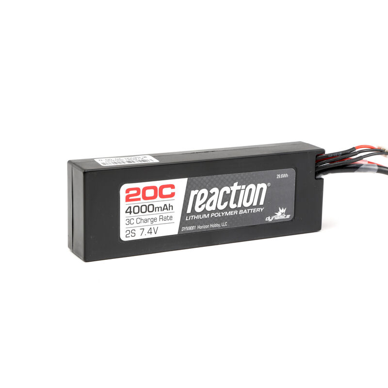 7.4V 4000mAh 2S 20C Reaction Hardcase LiPo Battery: EC3