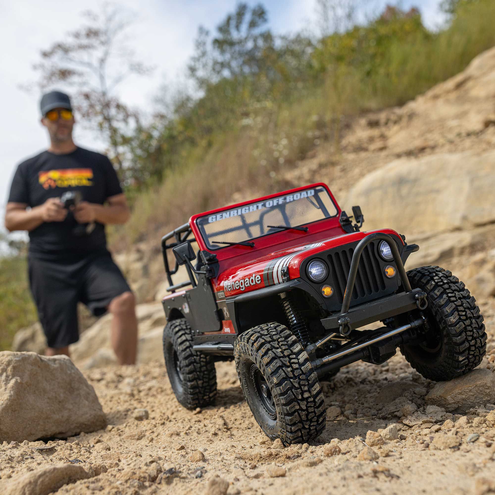 1/10 SCX10 III Jeep CJ-7 4X4 RTR Brushed Rock Crawler, Red | Axial