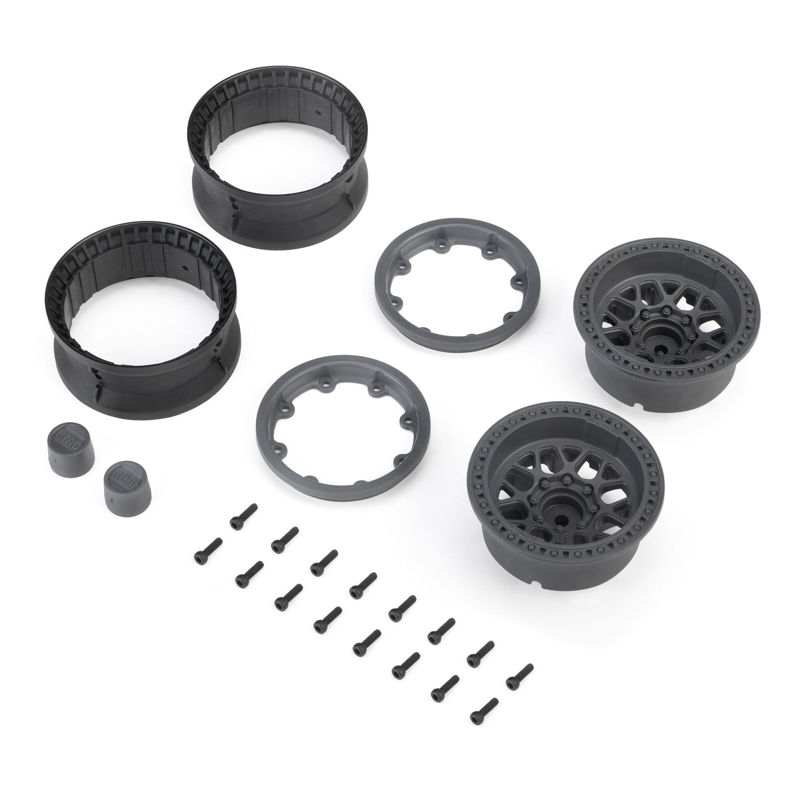 Axial 1.9" KMC Grenede Beadlock Wheels, Gray (2)