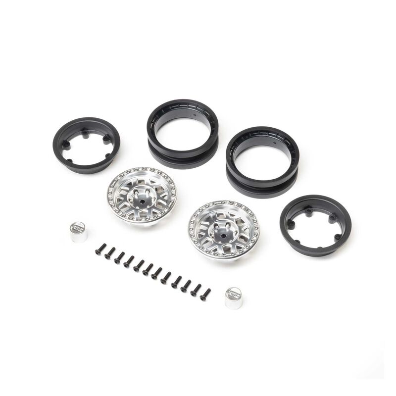 Axial 1.9" KMC Mesa Beadlock Wheels, Satin Chrome (2)