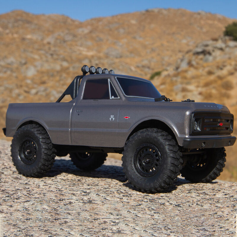 1/24 SCX24 1967 Chevrolet C10 4X4 RTR Brushed Rock Crawler (Battery & Charger Included), Dark Silver