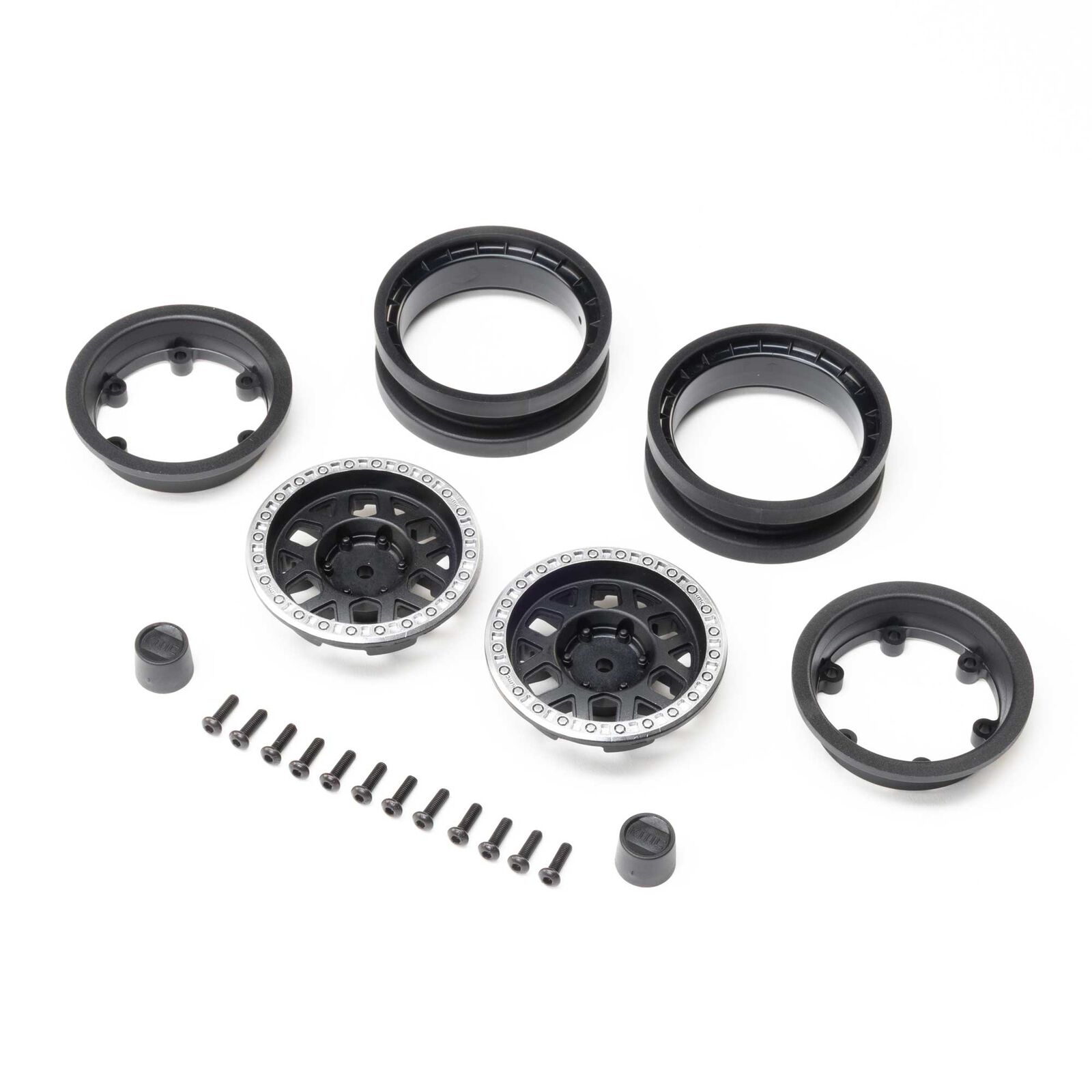 Axial 1.9" KMC Mesa Beadlock Wheels, Black & Silver (2)