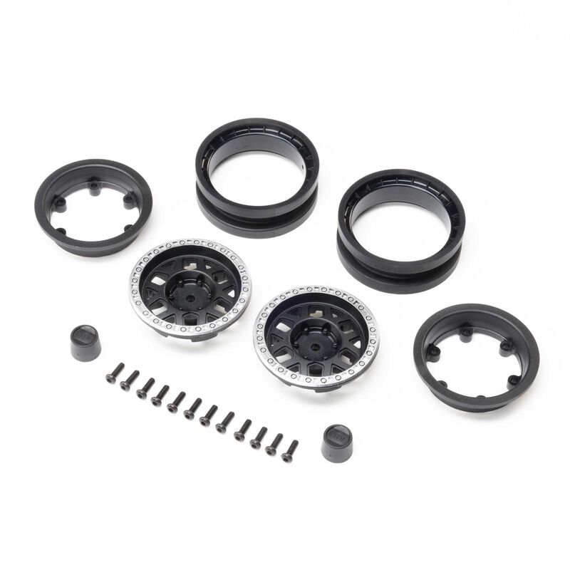 Axial 1.9" KMC Mesa Beadlock Wheels, Black & Silver (2)