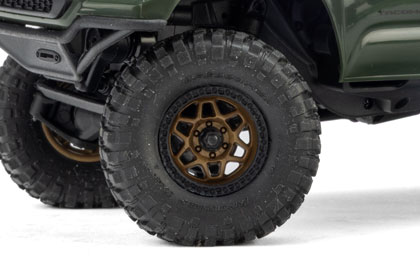 OFFICIALLY LICENSED WHEELS & TIRES (T1) for the Axial 1/30 SCX30 Toyota Tacoma TRD Pro 4X4 Ready-To-Run Brushed Rock Crawler
