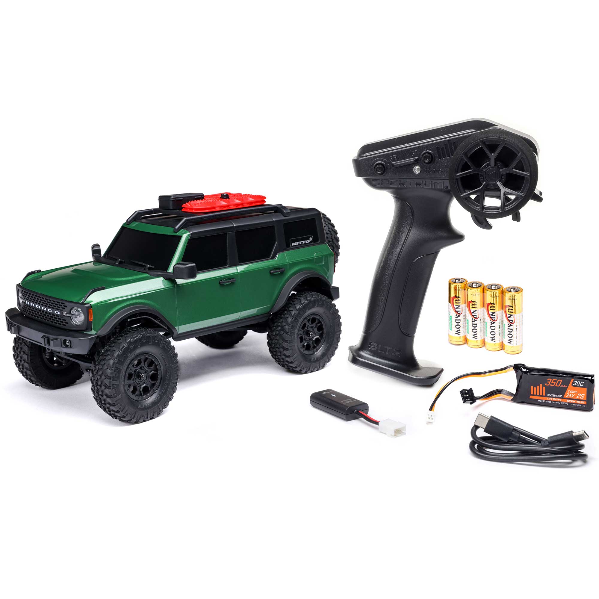 1/24 SCX24 Ford Bronco 4X4 RTR Brushed Rock Crawler (Battery & Charger Included), Green