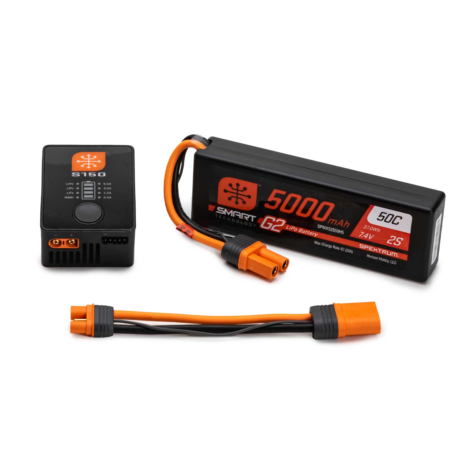 Spektrum Accu lipo Smart G2 2S 7.4v 5000mah 50C Hard Case IC5 - Modélisme